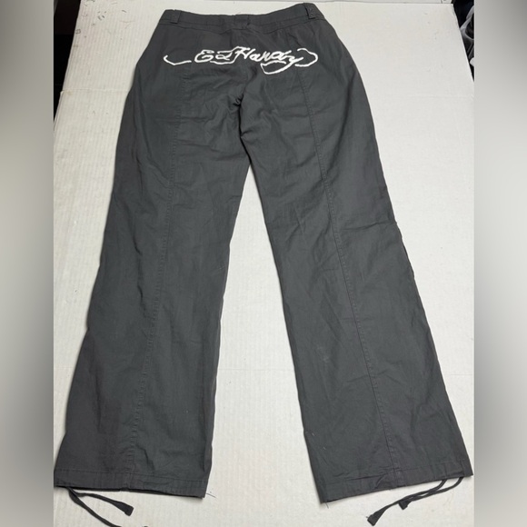 Ed Hardy x Urban Outfitters Cloud Fitted Cargo Wide Leg Trousers Grey Size: M - Picture 2 of 9